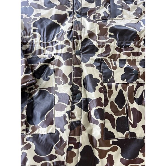 Vintage Duck Bay Camouflage Hooded Jacket Medium PVC & Nylon B4 - Picture 2 of 5